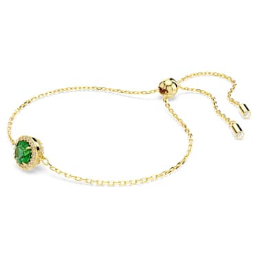 Una bracelet, Round cut, Pavé, Green, Gold-tone plated | Swarovski
