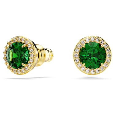 Una Angelic stud earrings, Round cut, Green, Gold-tone plated - Swarovski, 5680562