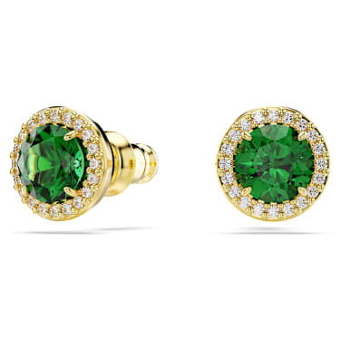 Una Angelic stud earrings, Round cut, Green, Gold-tone plated - Swarovski, 5680562