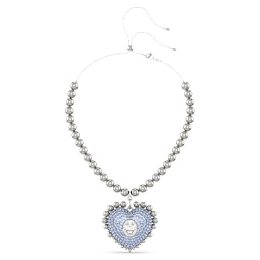 Idyllia Anhänger, Kristallperlen, Herz, Blau, Rhodiniert | Swarovski