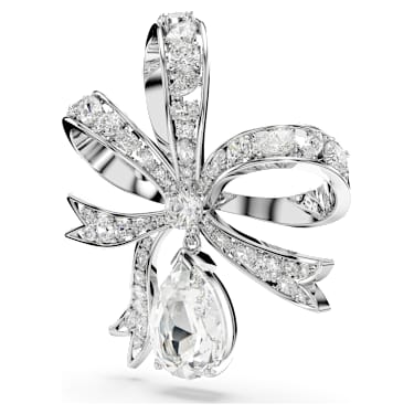 Hyperbola Brosche, Schleife, Weiß, Rhodiniert - Swarovski, 5680678
