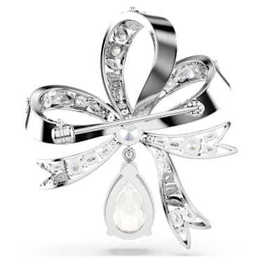 Broche Hyperbola, Nœud, Blanche, Métal rhodié - Swarovski, 5680678