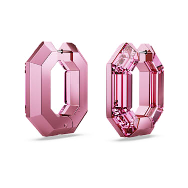 Lucent 후프 이어링, 옥타곤 쉐입, 스몰, 핑크 - Swarovski, 5680783