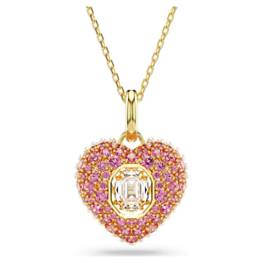 Hyperbola pendant, Octagon cut, Crystal pearls, Heart, Pink, Gold-tone plated - Swarovski, 5680784