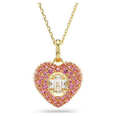 Idyllia pendant, Octagon cut, Crystal pearls, Heart, Pink, Gold-tone plated - Swarovski, 5680784