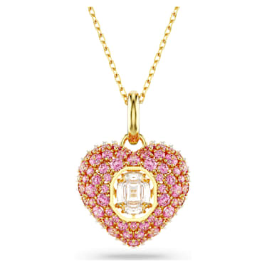 Idyllia 链坠, 八角形切割，仿水晶珍珠, 心形, 粉红色, 镀金色调 - Swarovski, 5680784
