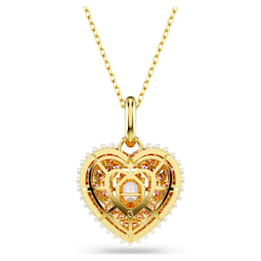 Idyllia 链坠, 八角形切割，仿水晶珍珠, 心形, 粉红色, 镀金色调 - Swarovski, 5680784