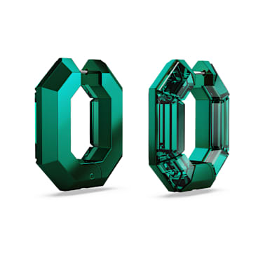 Lucent hoop earrings, Octagon shape, Small, Green - Swarovski, 5680786