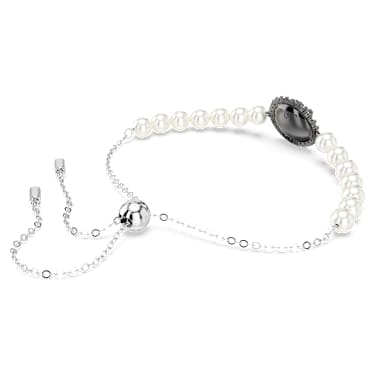 Swan 手链, 仿水晶珍珠, 天鹅, 灰色, 镀铑 - Swarovski, 5680851