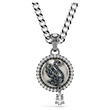 Pendentif Swan, Perle de cristal, Cygne, Gris, Métal rhodié - Swarovski, 5680868