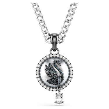 Pendentif Swan, Perle de cristal, Cygne, Gris, Métal rhodié - Swarovski, 5680868