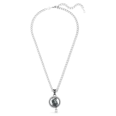 Pendentif Swan, Perle de cristal, Cygne, Gris, Métal rhodié - Swarovski, 5680868