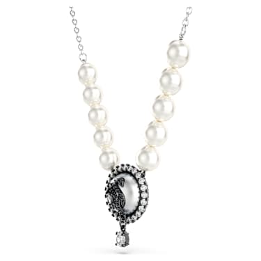 Swarovski Swan set Crystal pearl Swan Grey Rhodium plated