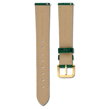 Uhrenarmband, 16 mm Breite, Leder mit Ziernähten, Grün, Vergoldetes Finish - Swarovski, 5680906