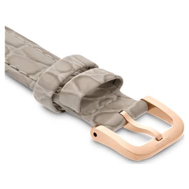 Cinturino per orologio, Larghezza: 16 mm (0.63"), Pelle con impunture, Beige, Finitura in tono oro rosa - Swarovski, 5680994