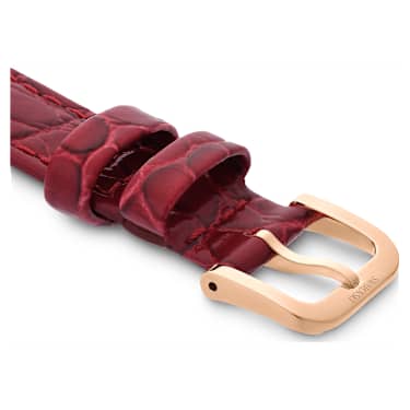Cinturino per orologio, Larghezza: 16 mm (0.63"), Pelle con impunture, Rosso, Finitura in tono oro rosa - Swarovski, 5680996