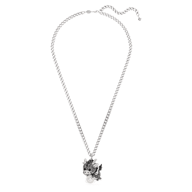 Chinese Zodiac pendant Dragon Gray Mixed metal finish Swarovski