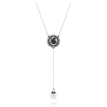 Swan Y pendant, Crystal pearl, Swan, Grey, Rhodium plated - Swarovski, 5681403