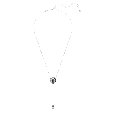 Pendentif en Y Swan, Perle de cristal, Cygne, Gris, Métal rhodié - Swarovski, 5681403
