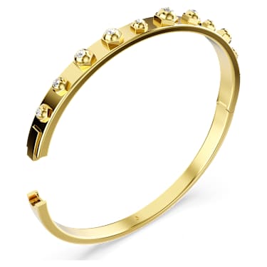 Numina bangle, Mixed round cuts, White, Gold-tone plated - Swarovski, 5681452