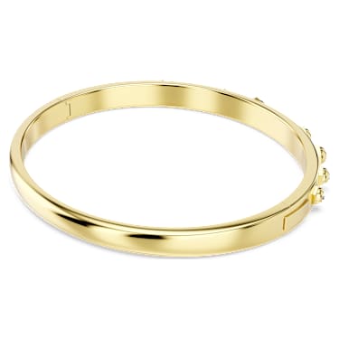 Bracciale rigido Numina, Tagli arrotondati misti, Bianco, Placcato color oro - Swarovski, 5681452