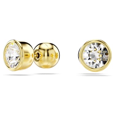Imber stud earrings, Round cut, White, Gold-tone plated - Swarovski, 5681552