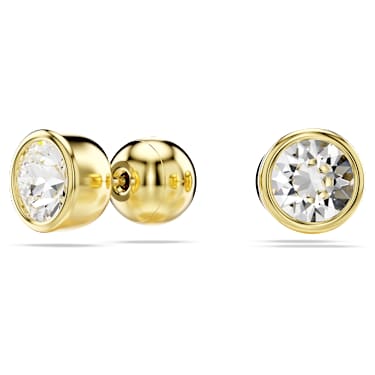 Imber 耳钉, 圆形切割, 白色, 金色饰面 - Swarovski, 5681552