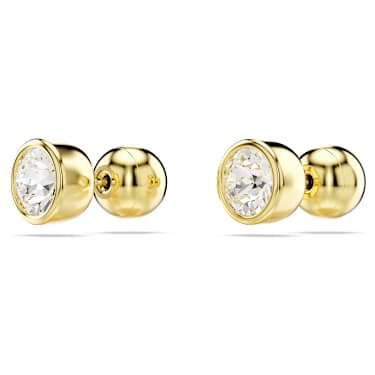 Imber stud earrings, Round cut, White, Gold-tone plated - Swarovski, 5681552
