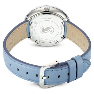 Montre Crystalline Lustre, Fabriqué en Suisse, Bracelet en cuir, Bleues, Acier inoxydable - Swarovski, 5681733