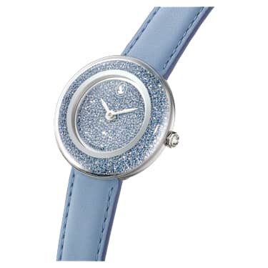 Montre Crystalline Lustre, Fabriqué en Suisse, Bracelet en cuir, Bleues, Acier inoxydable - Swarovski, 5681733