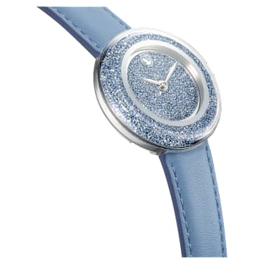 Montre Crystalline Lustre, Fabriqué en Suisse, Bracelet en cuir, Bleues, Acier inoxydable - Swarovski, 5681733