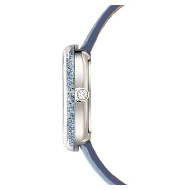 Montre Crystalline Lustre, Fabriqué en Suisse, Bracelet en cuir, Bleues, Acier inoxydable - Swarovski, 5681733
