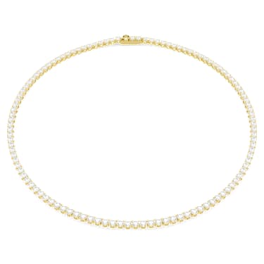 Matrix Tennis necklace, Round cut, White, 18K gold finish - Swarovski, 5681795