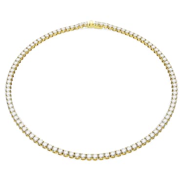 Matrix Tennis 네크리스, 라운드 컷, 화이트, 골드 톤 플래팅 - Swarovski, 5681795