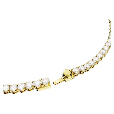 Matrix Tennis necklace, Round cut, White, Gold-tone plated - Swarovski, 5681795