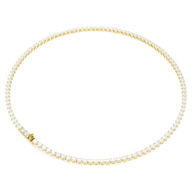 Matrix Tennis nyaklánc, Körmetszéses, Fehér, 18 kt-os aranybevonat - Swarovski, 5681795