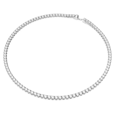 Matrix Tennis necklace, Round cut, White, Rhodium plated - Swarovski, 5681796