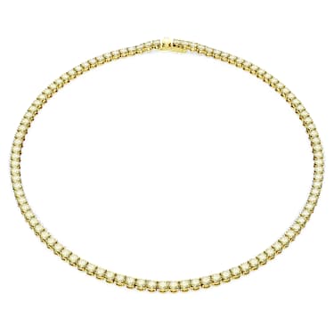 Matrix Tennis necklace, Round cut, Yellow, Gold-tone plated - Swarovski, 5681799