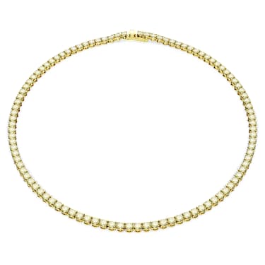 Matrix Tennis 项链, 圆形切割, 黄色, 镀金色调 - Swarovski, 5681799
