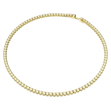 Matrix Tennis necklace, Round cut, Yellow, Gold-tone plated - Swarovski, 5681799