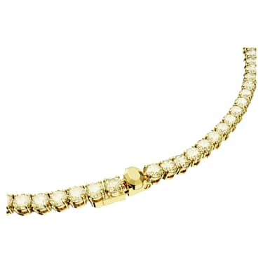 สร้อยคอ Matrix Tennis, เจียระไนทรงกลม, เหลือง, เคลือบโทนสีทอง - Swarovski, 5681799