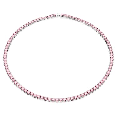 Colier Matrix Tennis, Tăietură rotundă, Roz, Placat cu rodiu - Swarovski, 5681800
