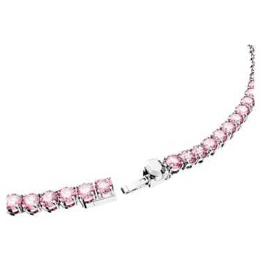Matrix Tennis 네크리스, 라운드 컷, 핑크, 로듐 플래팅 - Swarovski, 5681800
