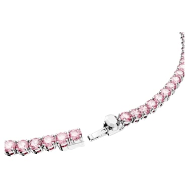 Matrix Tennis necklace, Round cut, Pink, Rhodium plated - Swarovski, 5681800
