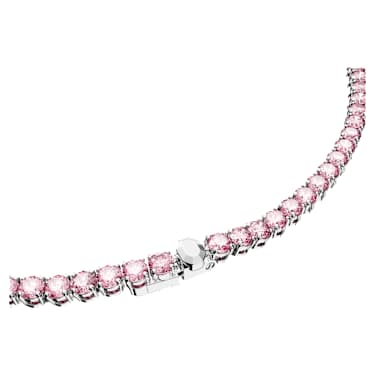 Matrix Tennis 네크리스, 라운드 컷, 핑크, 로듐 플래팅 - Swarovski, 5681800
