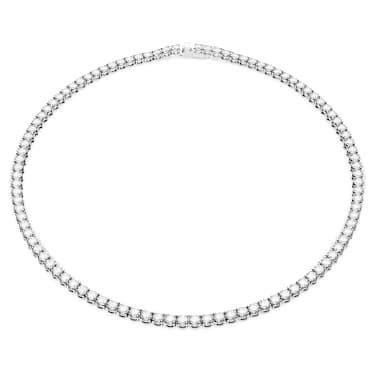 Matrix Tennis necklace, Round cut, White, Rhodium plated - Swarovski, 5681801