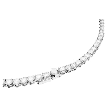 Matrix Tennis necklace, Round cut, White, Rhodium plated - Swarovski, 5681801