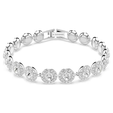 Bracelet Tennis Una, Taille ronde, Blanc, Métal rhodié - Swarovski, 5682279