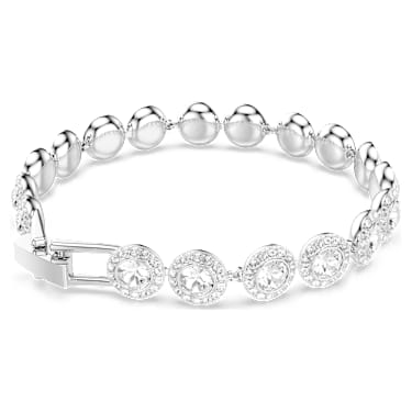 Una Angelic Tennis bracelet, Round cut, White, Rhodium plated - Swarovski, 5682279