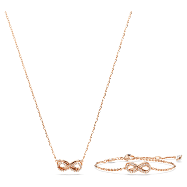 Set Hyperbola, Infinito, Bianco, Placcato color oro rosa - Swarovski, 5682483